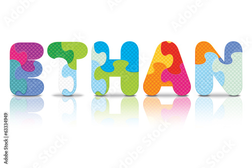 Vector ETHAN written with alphabet puzzle