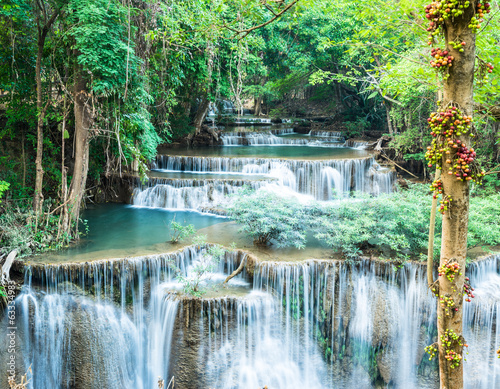 Deep forest waterfall at Huay Mae Kamin  Kanchanaburi  Thailand