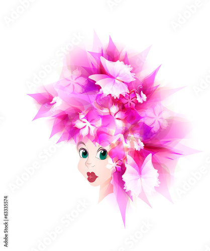 Beautiful fashion women with abstract colorful flower
