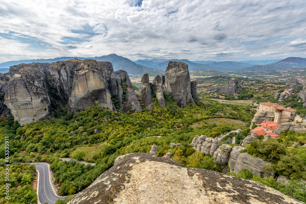 Meteora rocks and monastery in Greece