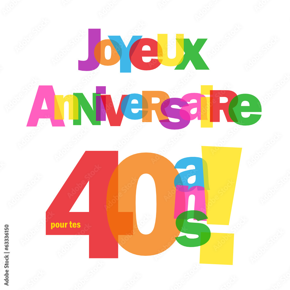 Carte JOYEUX ANNIVERSAIRE pour tes 40 ANS ! (fête félicitations
