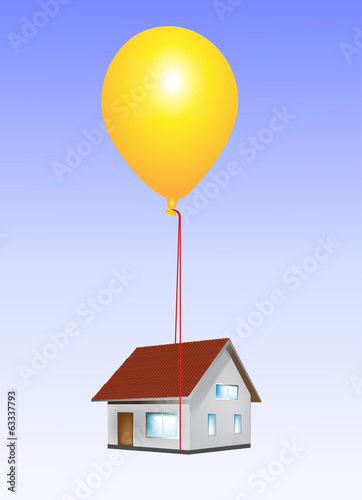 Einfamilienhaus an Luftballon