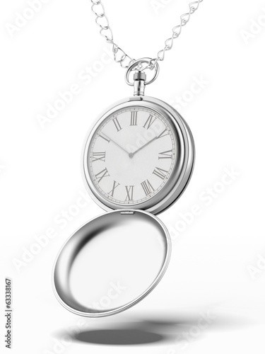 silver pocket watch with chain