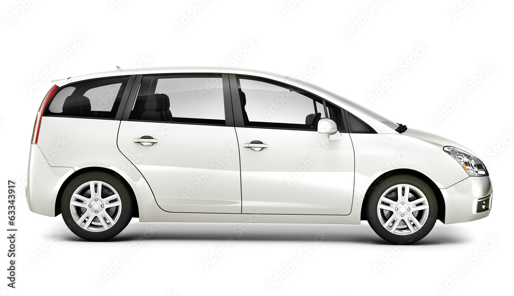 Three Dimensional Image White Car