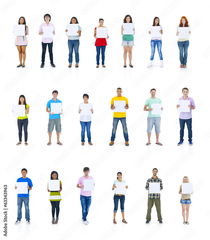 Large Group of People Holding Board