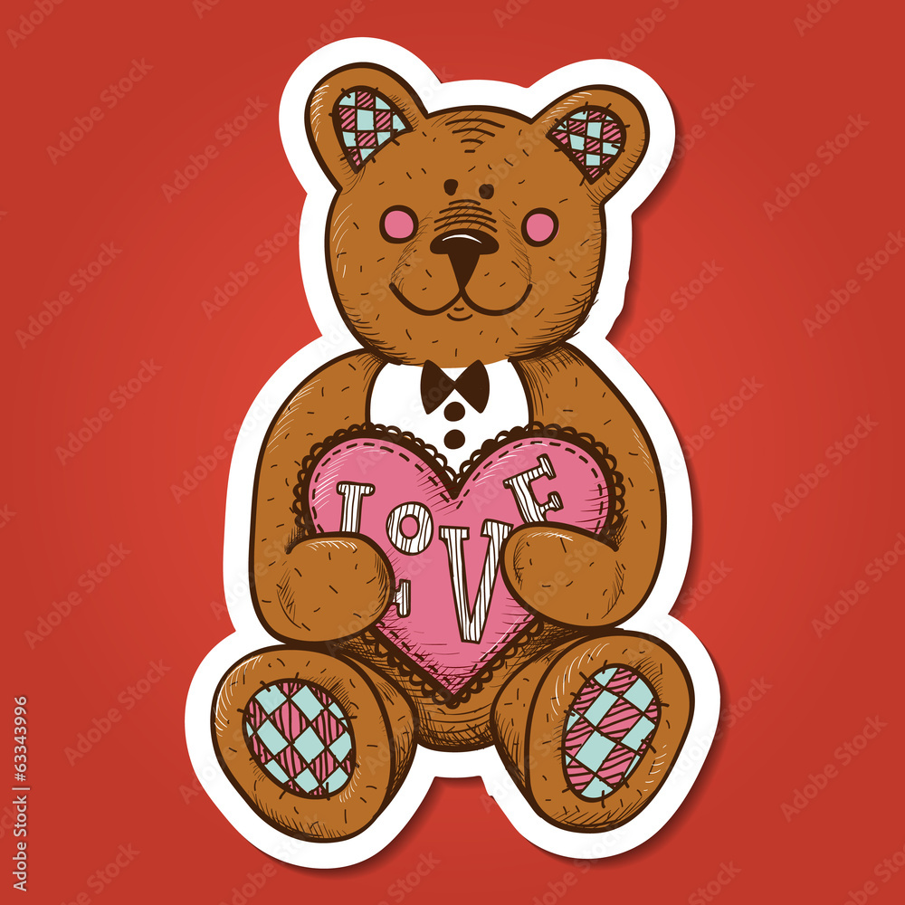 Fototapeta premium Teddy bear with heart present.
