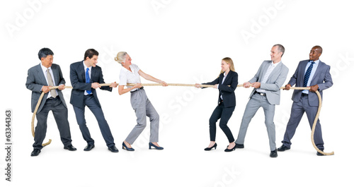 Group of Business People Playing Tug of War
