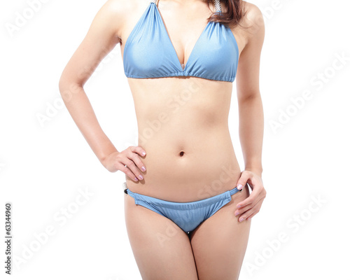 woman body with blue bikini