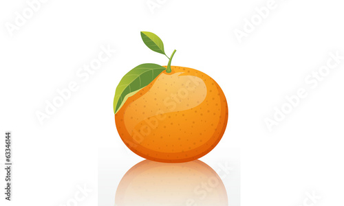 Shiny orange fruit white background
