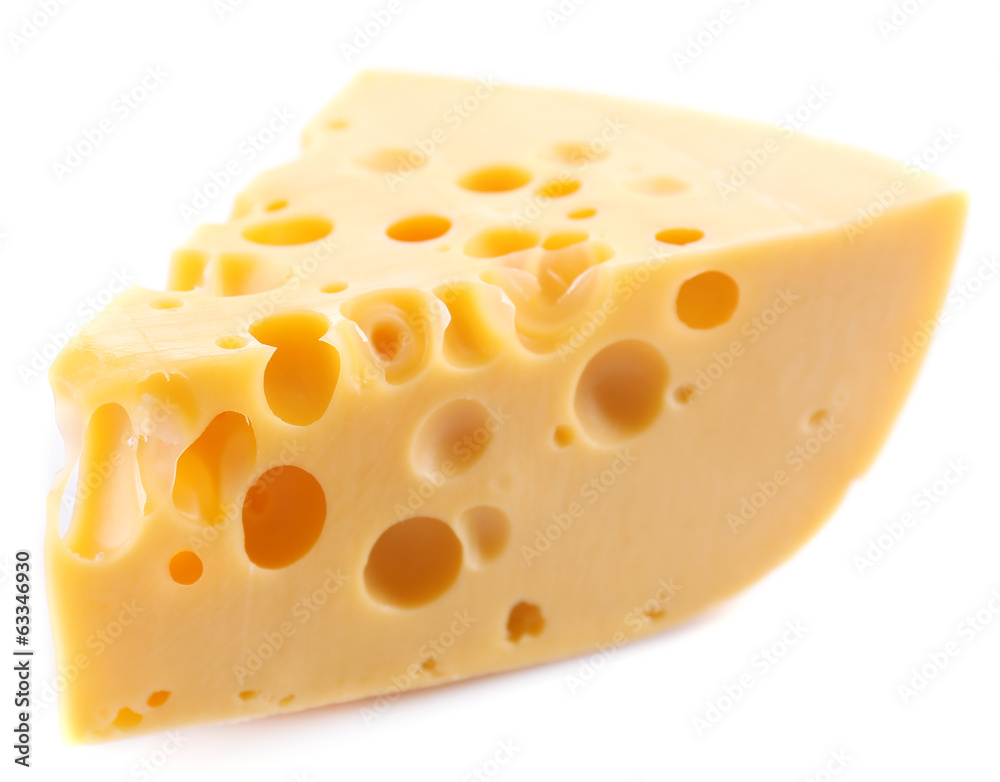Piece of cheese, isolated on white Piece of cheese, isolated on white