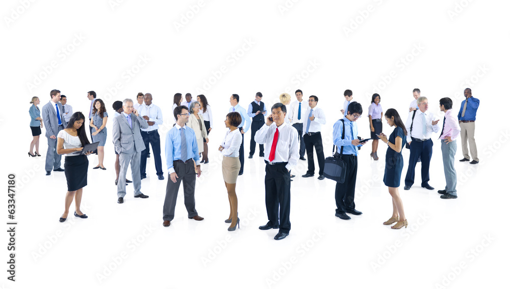 Large Group of Business People Talking