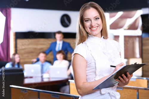 Businesswoman in conference...