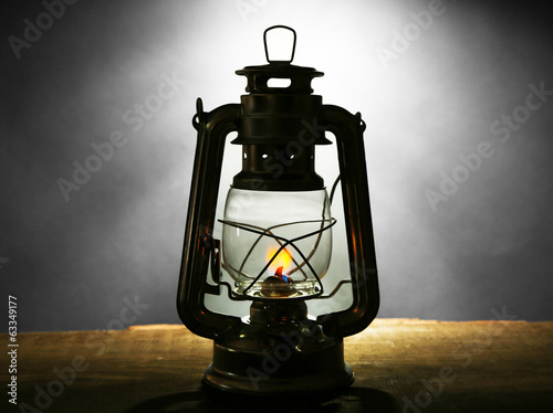 Kerosene lamp on dark grey background