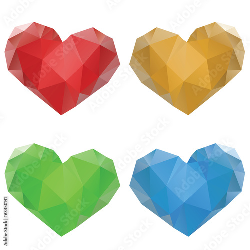 Polygonal Hearts Set