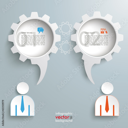 2 Speech Bubble Gears Businessmen