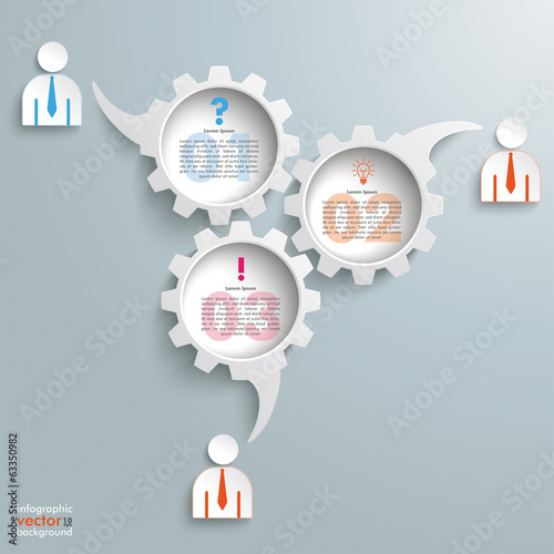 3 Speech Bubble Gears Businessmen