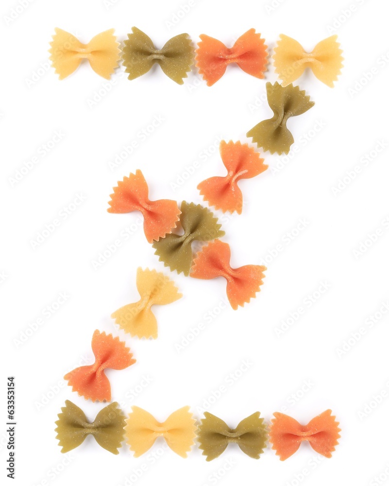 Fototapeta premium Letter Z from the colorful pasta.
