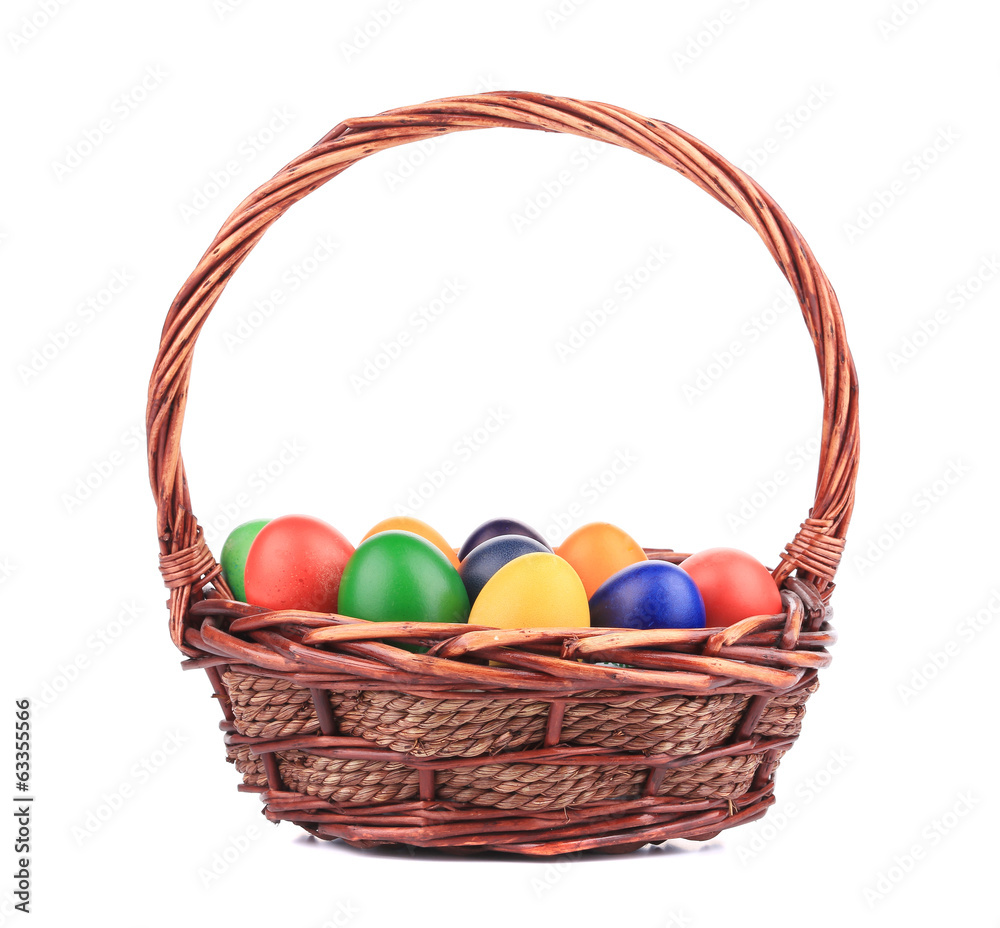 Easter eggs in a basket. Easter eggs in a basket.