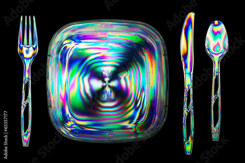 Billede på lærred Polarization – Fork and Spoon and Plate
