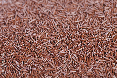 Close up of chocolate sprinkles. Whole background.