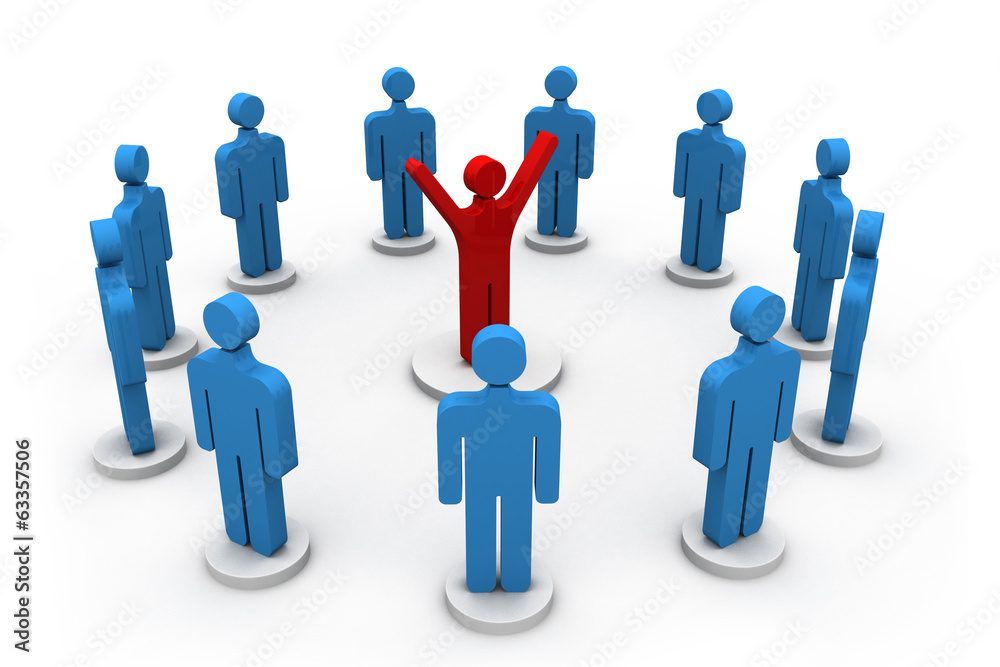 3d person icon leadership and team.