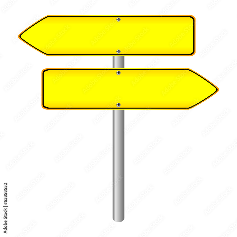 Blank yellow road sign