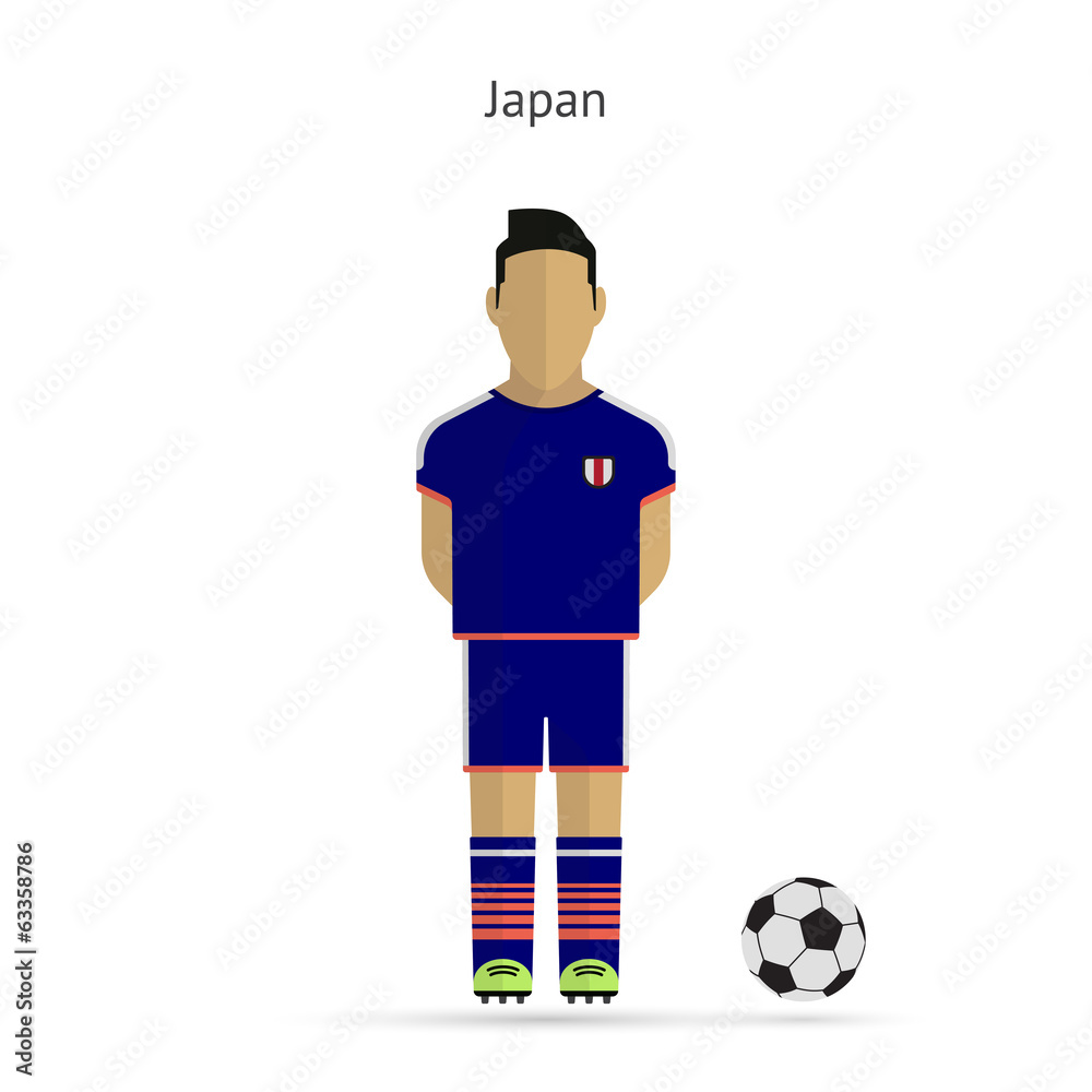 National football player. Japan soccer team uniform.