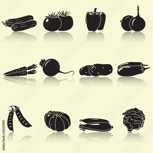 vegetables silhouettes: corn, potatoes, tomatoes