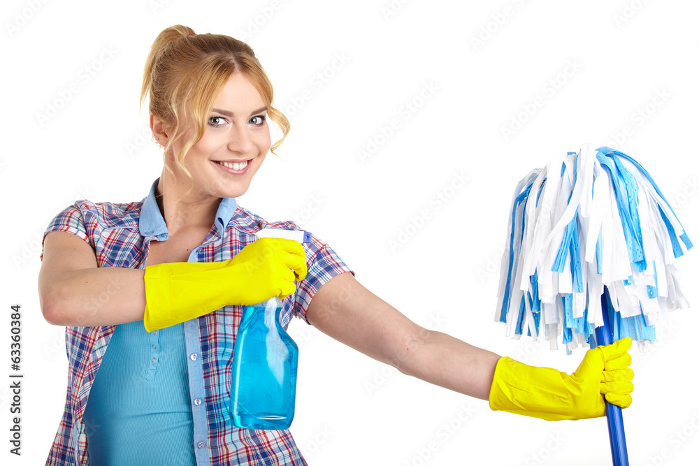 housewife cleaner. Isolated over white background housewife cleaner. Isolated over white background