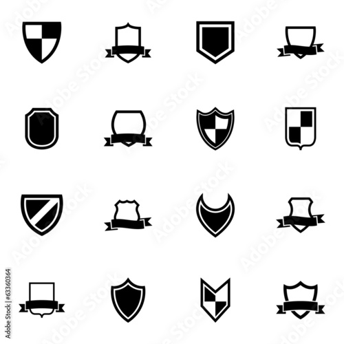 Vector black icon shield icons set