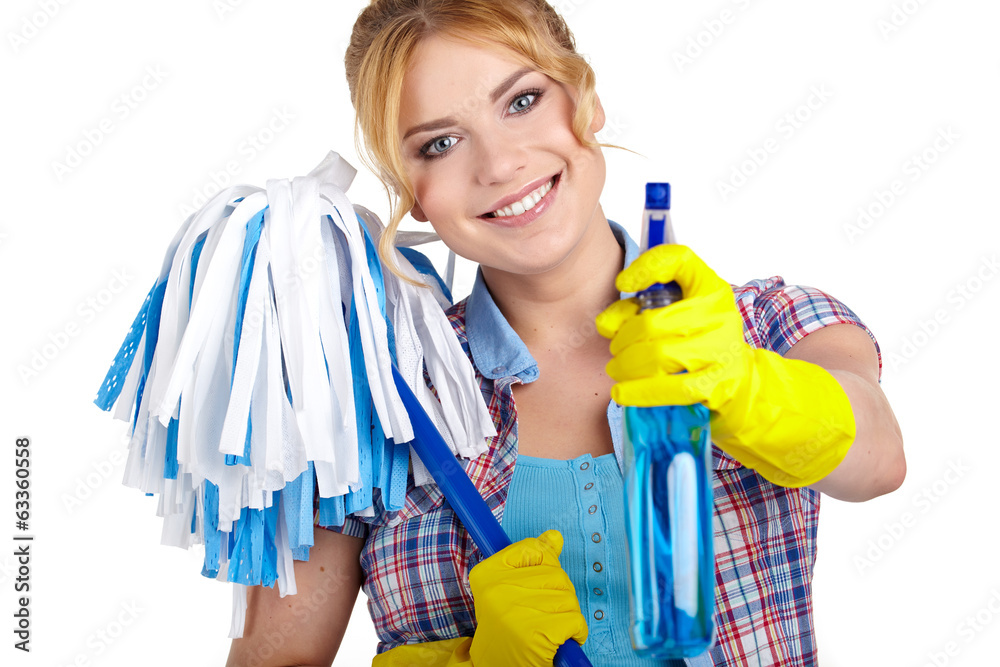 housewife cleaner. Isolated over white background housewife cleaner. Isolated over white background