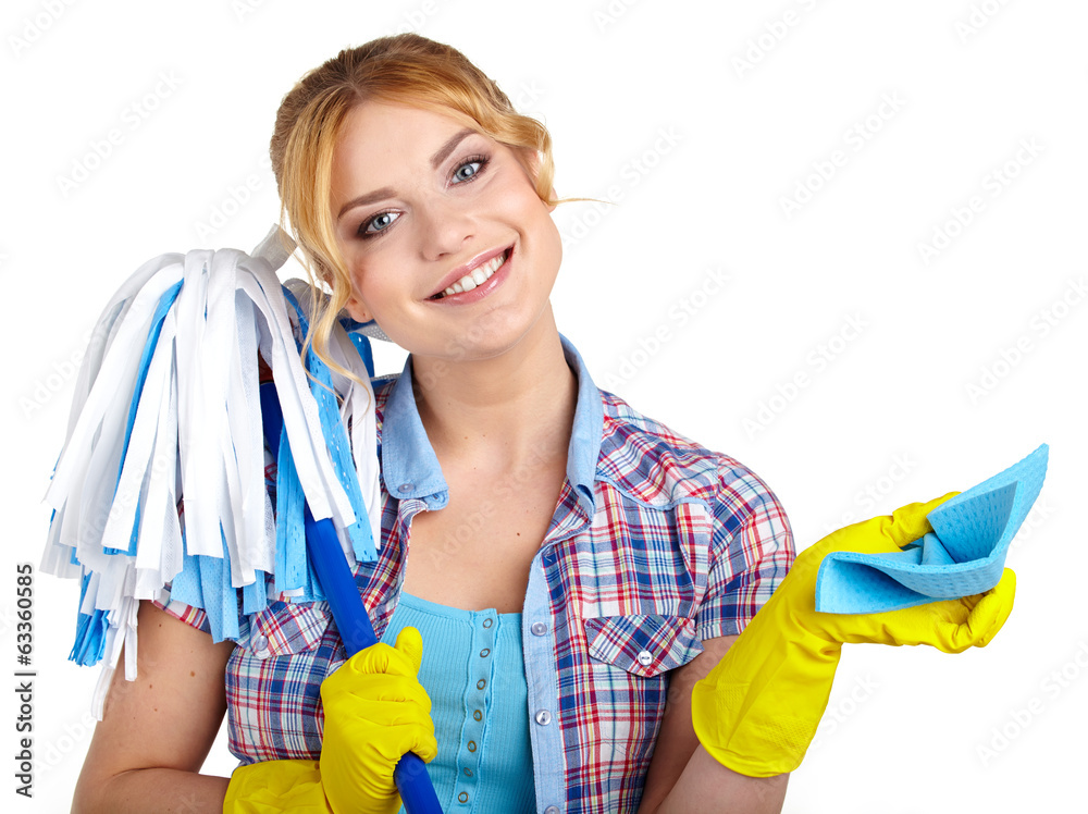 housewife cleaner. Isolated over white background housewife cleaner. Isolated over white background