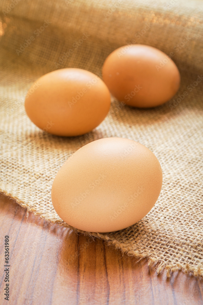 Chicken brown eggs on sack Chicken brown eggs on sack