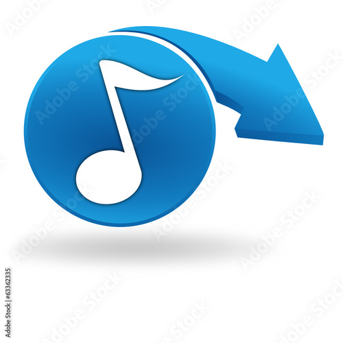 note de musique sur bouton bleu