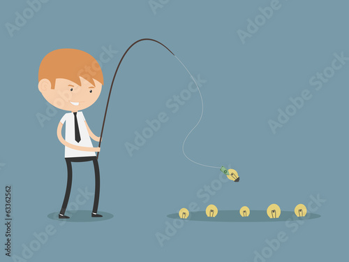 Businessman Fishing Money Idea Concept