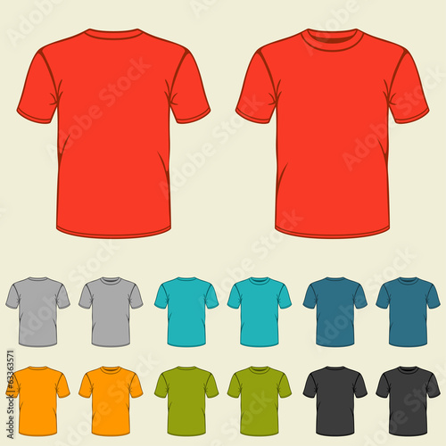 Set of templates colored t-shirts for men.