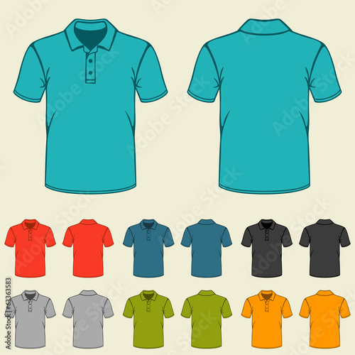 Set of templates colored polo shirts for men.