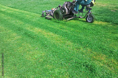 Mowing grass