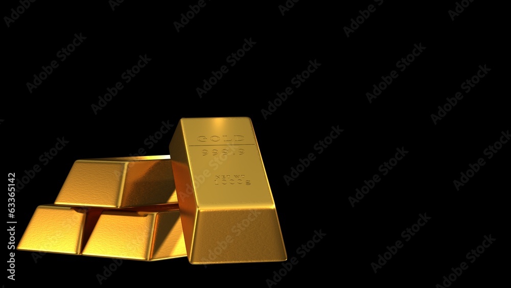 Set of gold bars isolated