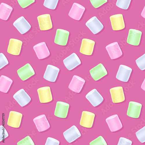 Seamless marshmallow pattern - pink sweet background.