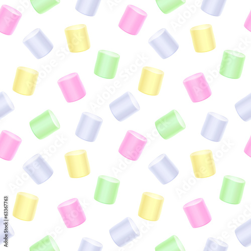 Seamless marshmallow pattern - white sweet background.