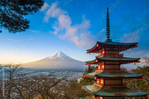 Mt. Fuji viewed from Chureito Pagoda photo