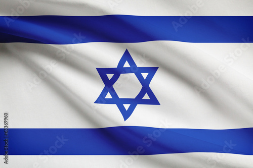 Series of ruffled flags. State of Israel.