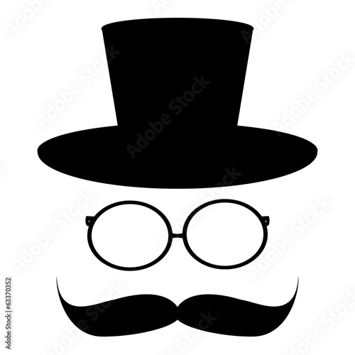 mustache, hat, glass