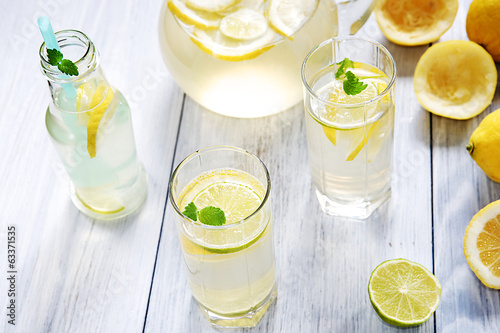 Glasses of fresh lemonade