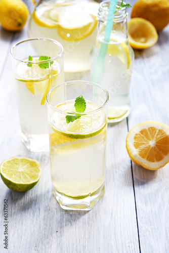 Glasses of fresh lemonade