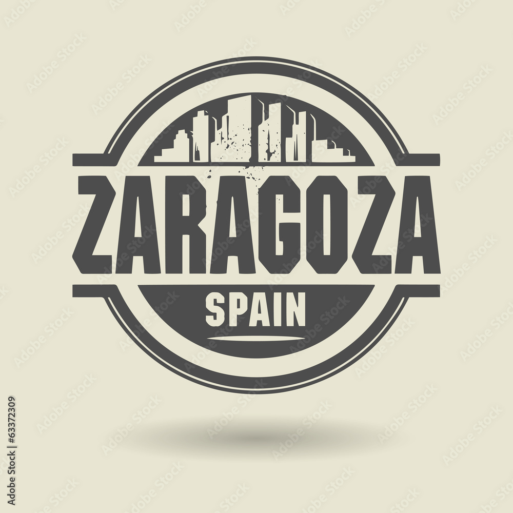 Fototapeta premium Stamp or label with text Zaragoza, Spain inside, vector