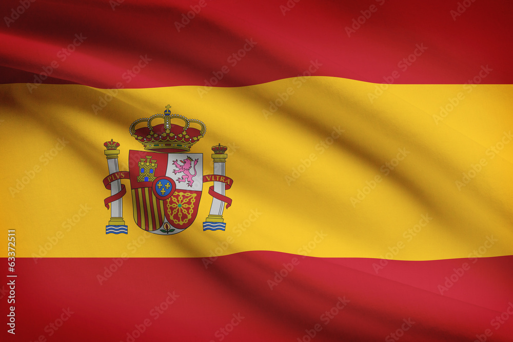 Series of ruffled flags. Kingdom of Spain. Series of ruffled flags. Kingdom of Spain.