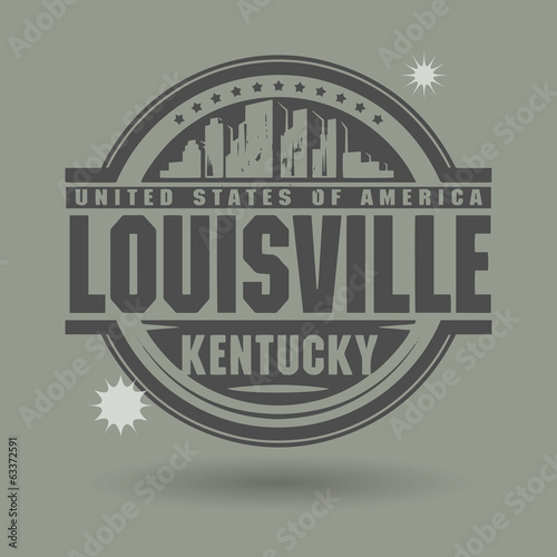 Stamp or label with text Louisville, Kentucky inside