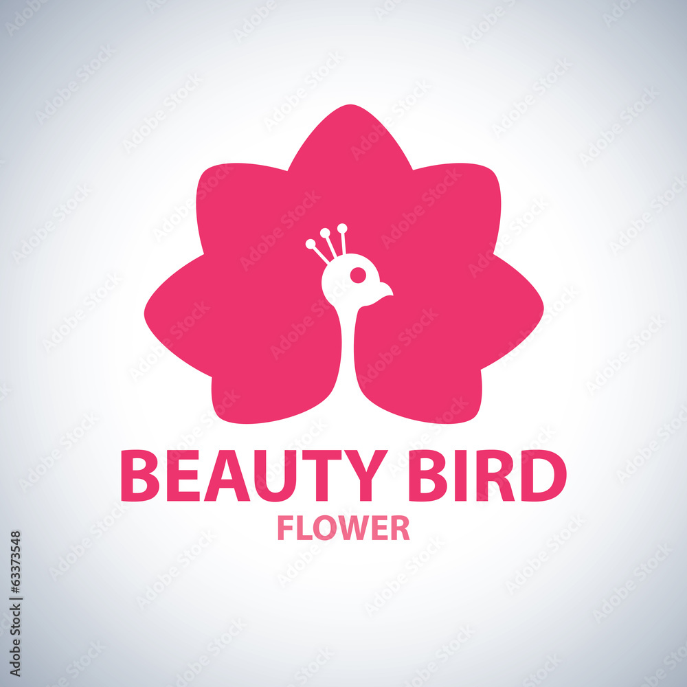 Beauty bird flower symbol icon Beauty bird flower symbol icon